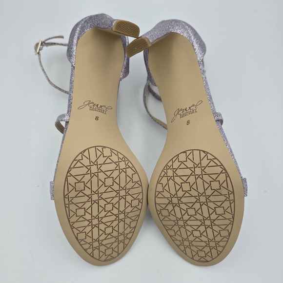 NWOT Jewel Badgley Mischka Diana Heeled Strappy Sandals, Lilac (Purple) Glitter - Picture 12 of 16